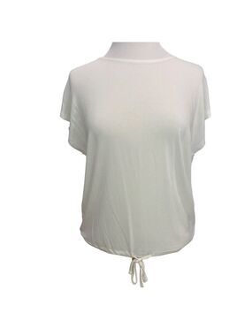 NWT Vero Moda ecru white top tie bottom lightweight short sleeve crew small boxy